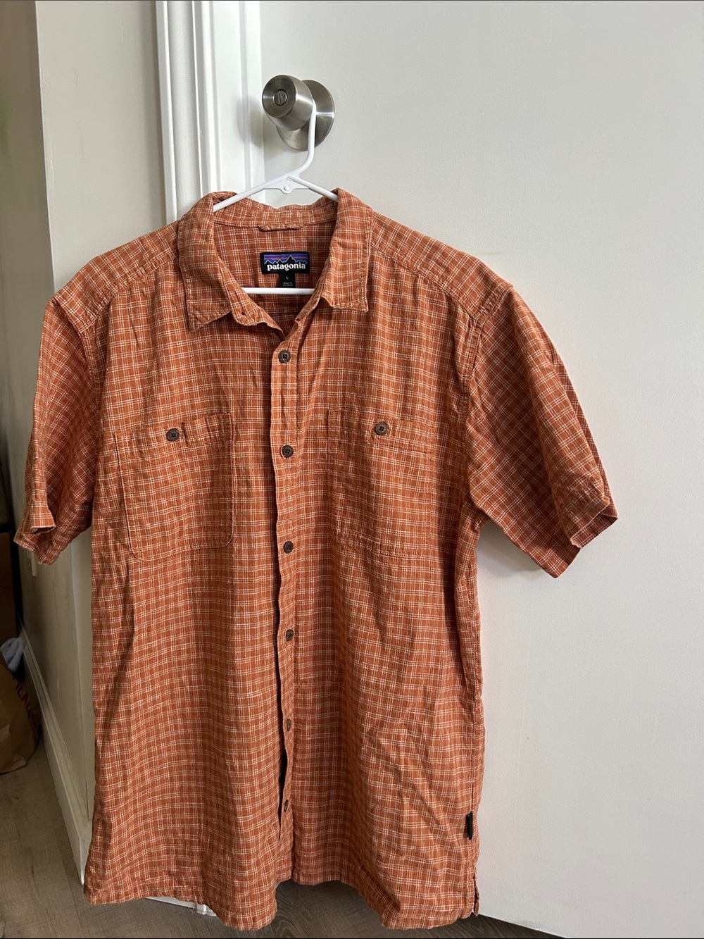 Patagonia Orange Plaid Short-Sleeve Button-Down Shirt